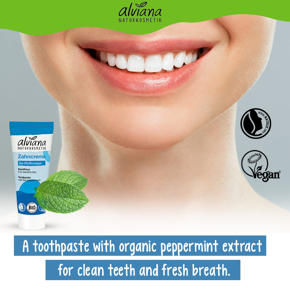 ALVIANA Toothpaste With Organic Peppermint, 75 ml
