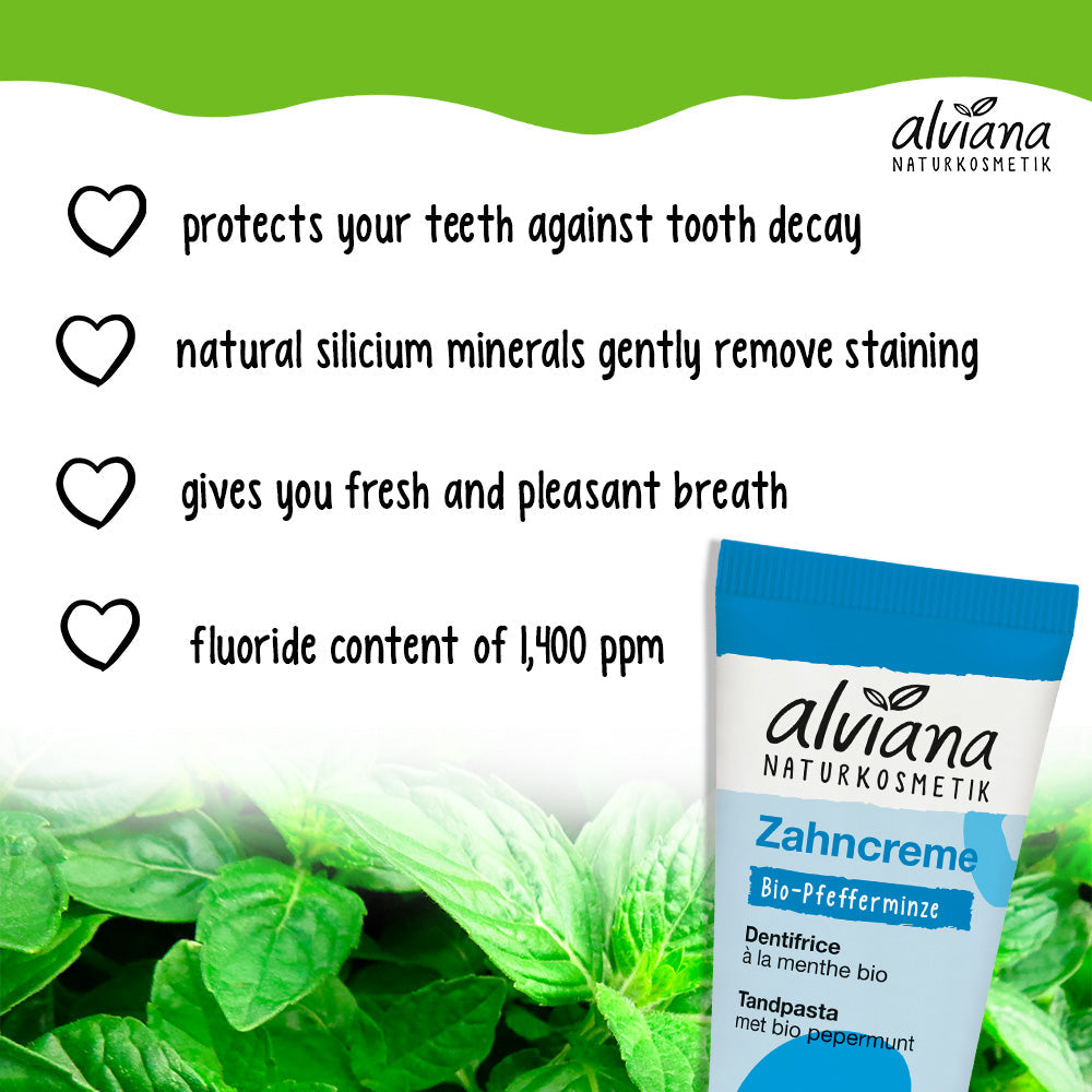 ALVIANA Toothpaste With Organic Peppermint, 75 ml