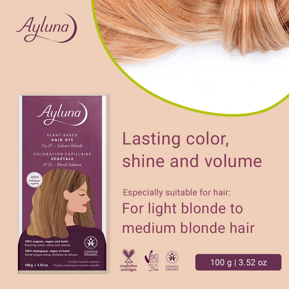 AYLUNA Plant-based hair dye No. 25. Sahara blonde