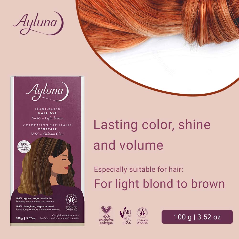 AYLUNA Plant-Based Hair Dye No. 65. Light Brown