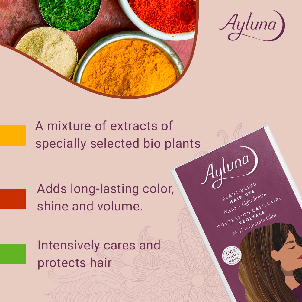 AYLUNA Plant-Based Hair Dye No. 65. Light Brown