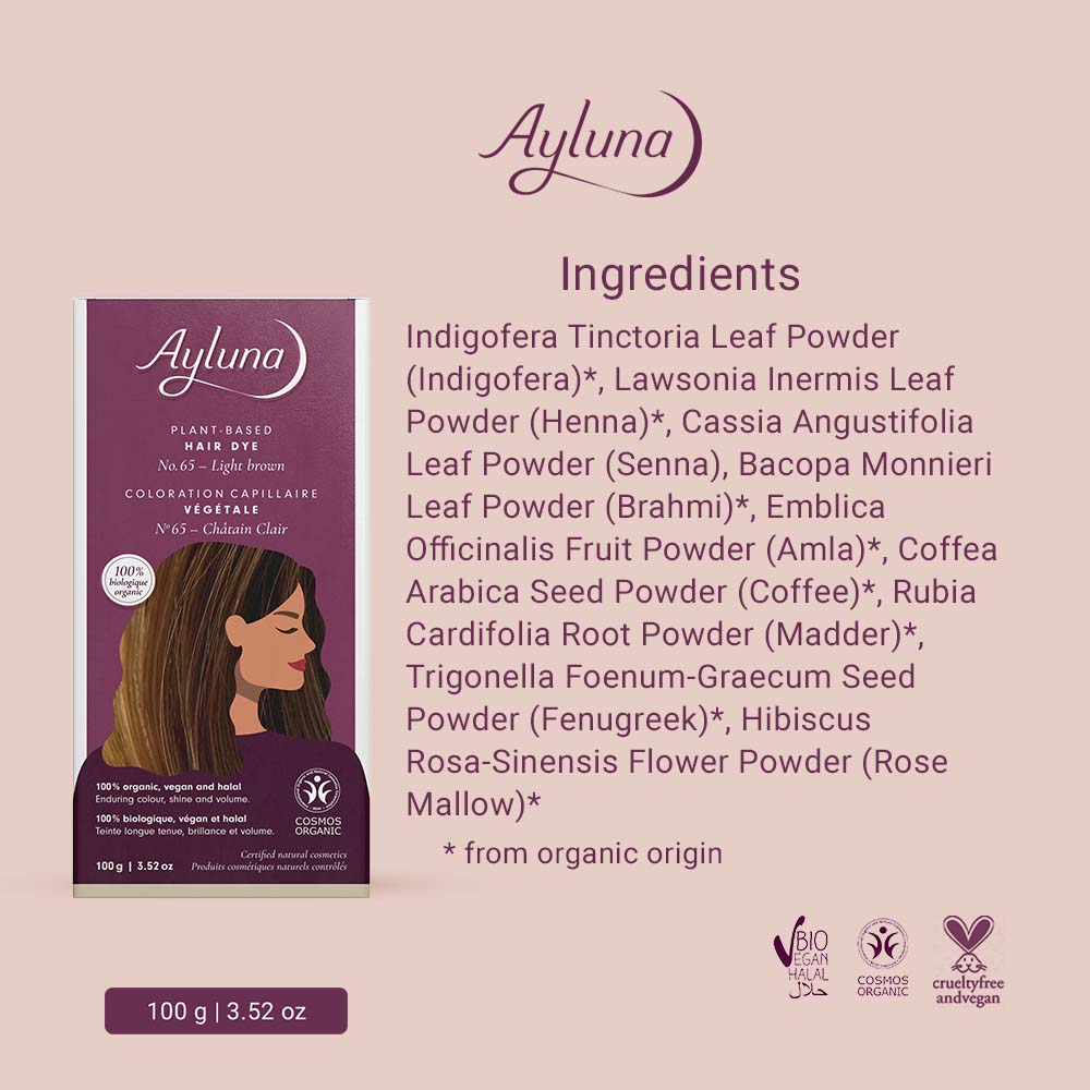 AYLUNA Plant-Based Hair Dye No. 65. Light Brown