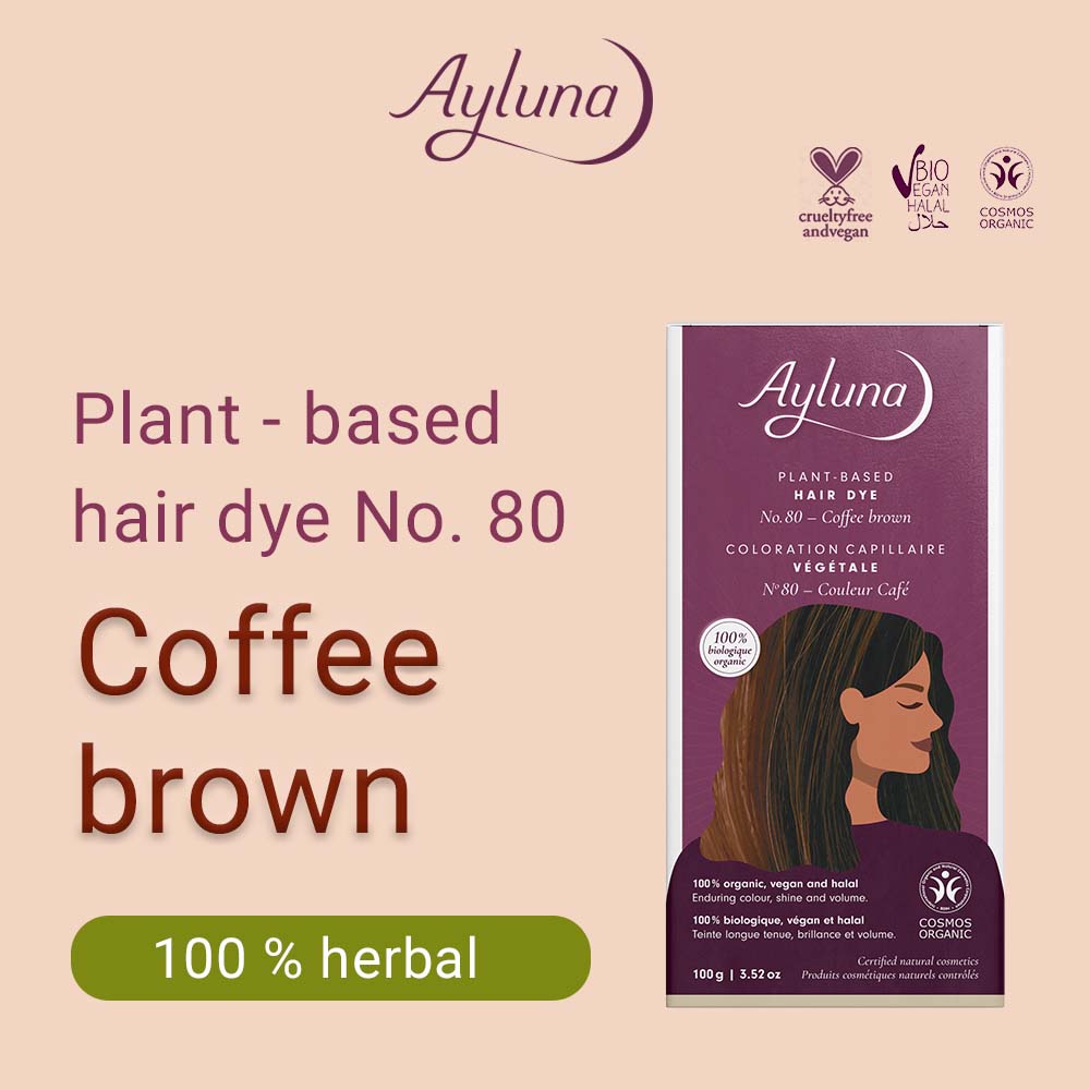 AYLUNA Plant-Based Hair Dye No. 80. Coffee brown