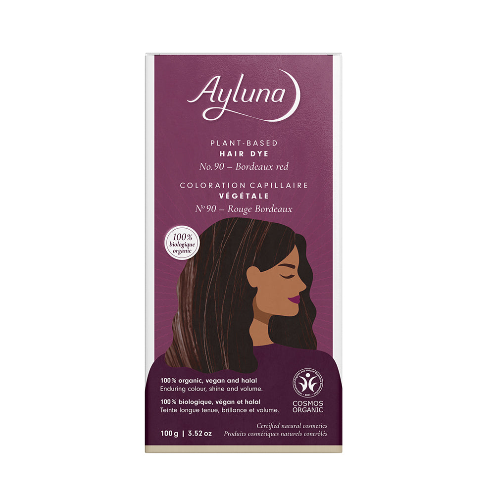 AYLUNA Plant-Based Hair Dye No. 90. Bordeaux red