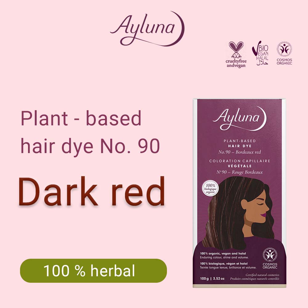 AYLUNA Plant-Based Hair Dye No. 90. Bordeaux red