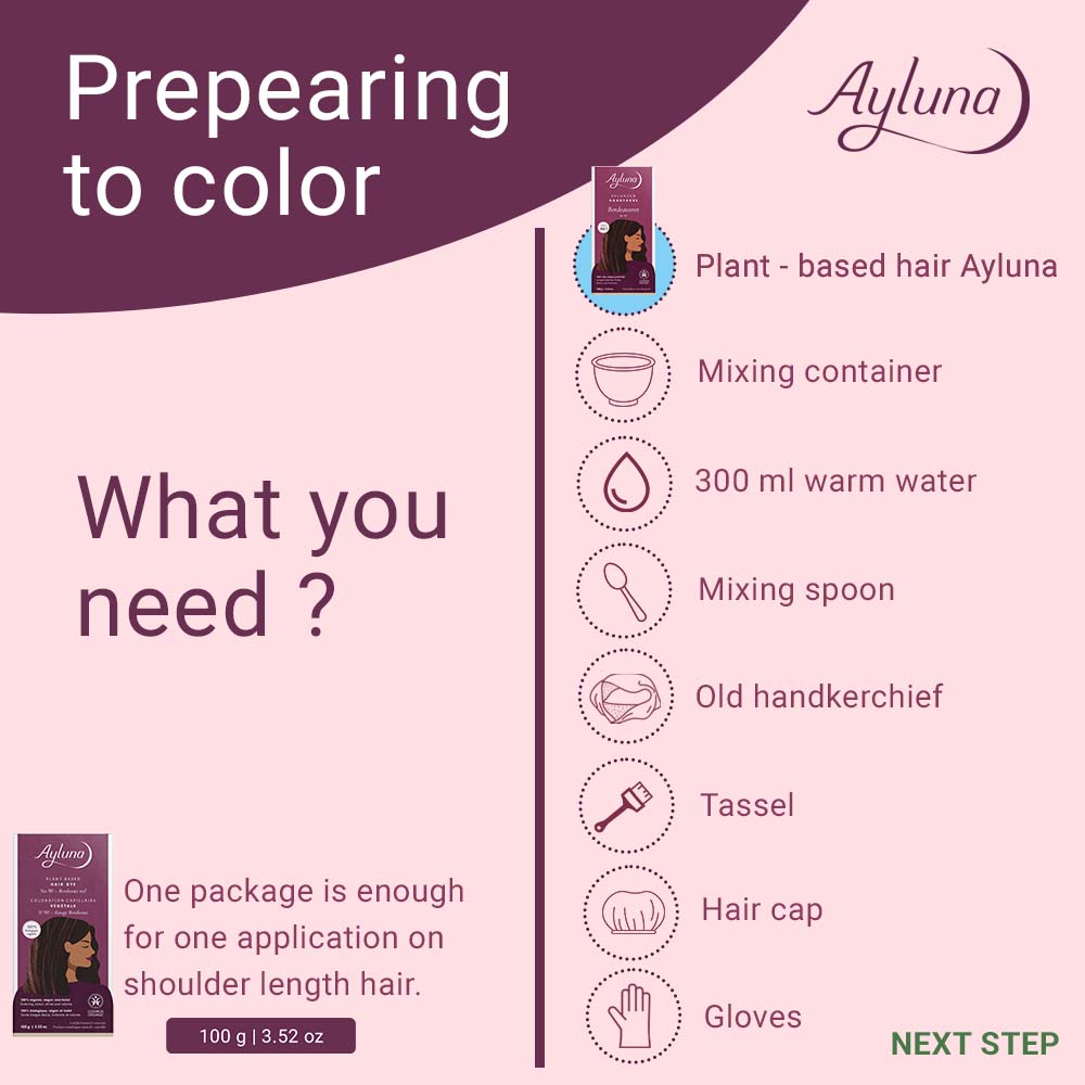 AYLUNA Plant-Based Hair Dye No. 90. Bordeaux red