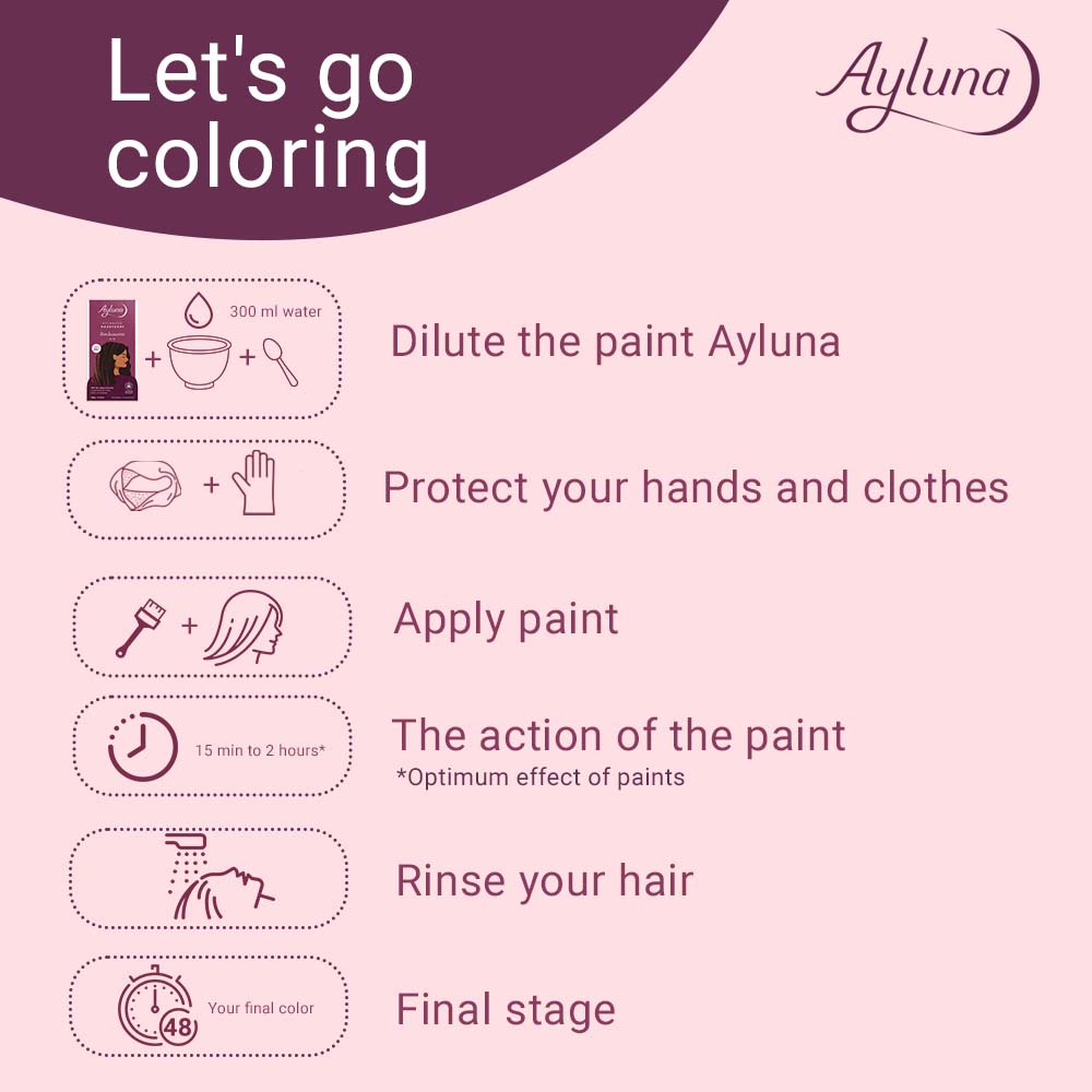 AYLUNA Plant-Based Hair Dye No. 90. Bordeaux red