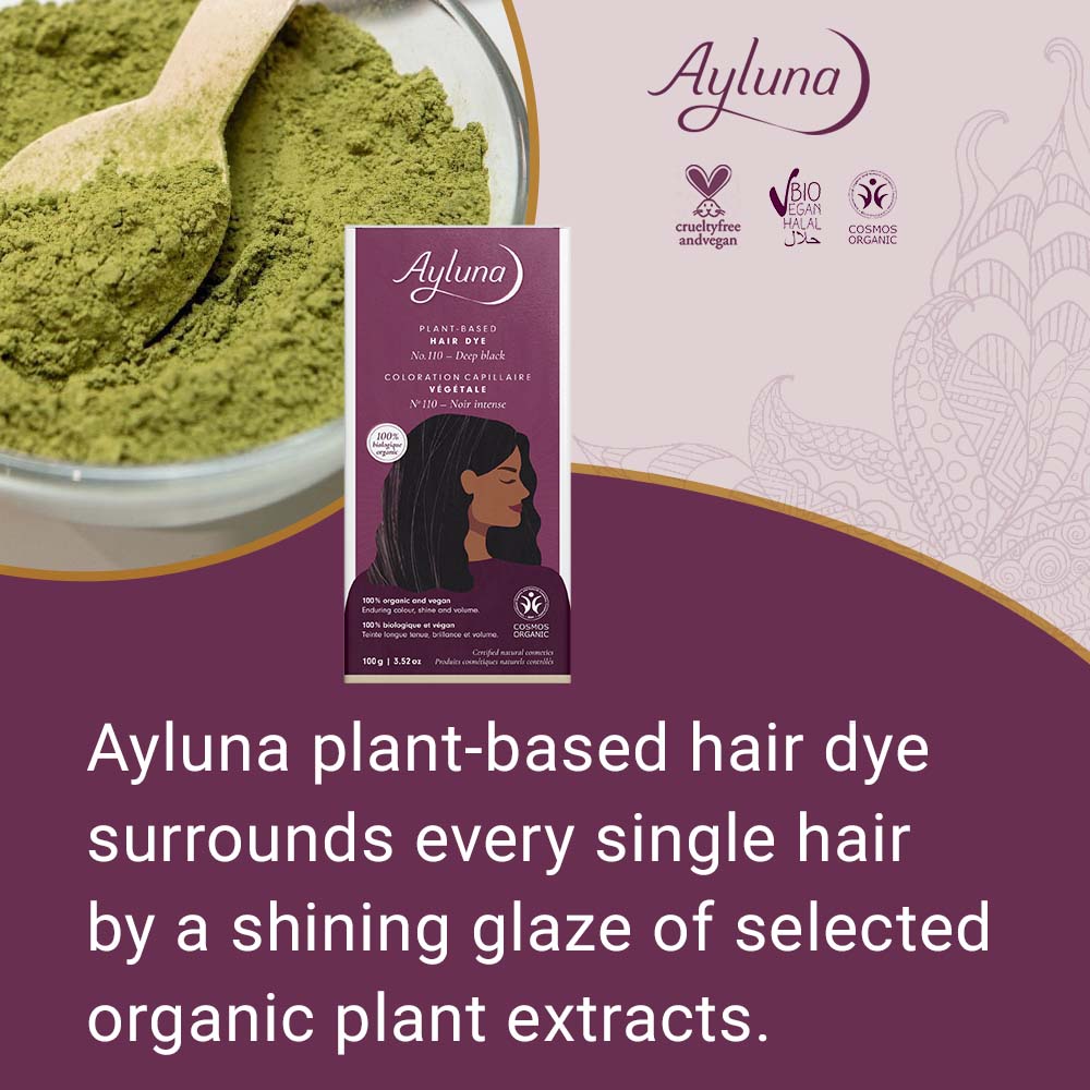 AYLUNA Plant-Based Hair Dye No. 110. Deep black