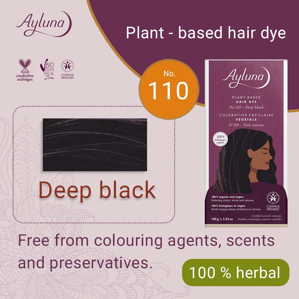 AYLUNA Plant-Based Hair Dye No. 110. Deep black