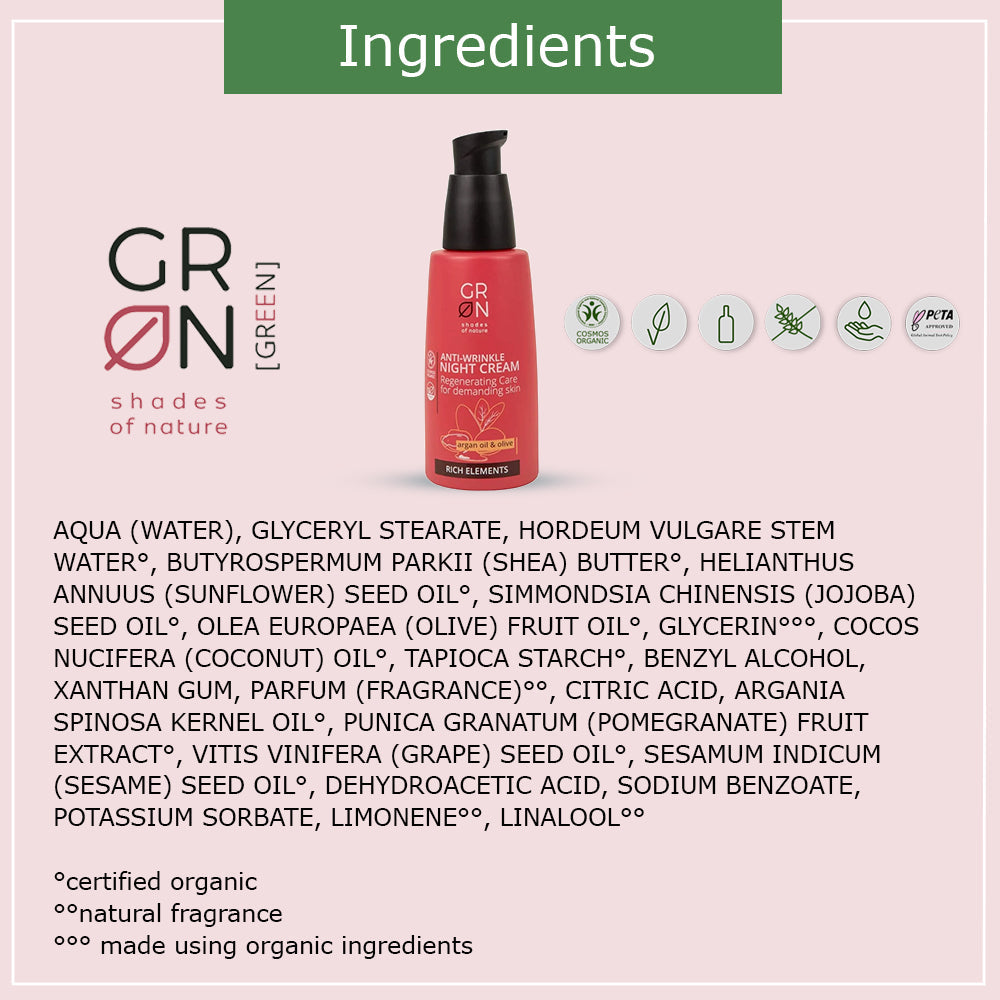 GRN Anti-Wrinkle Night Cream Regenerating Care Argan Oil & Olive