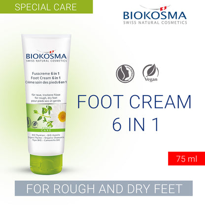 BIOKOSMA Foot Cream 6 in 1 Organic Thyme/Chamomile