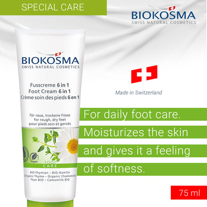 BIOKOSMA Foot Cream 6 in 1 Organic Thyme/Chamomile