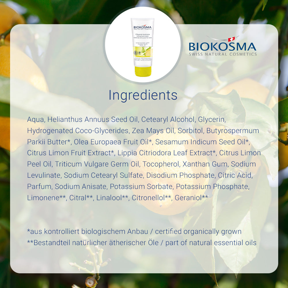 BIOKOSMA Caring Hand Cream Organic Lemon/Lemon Verbena