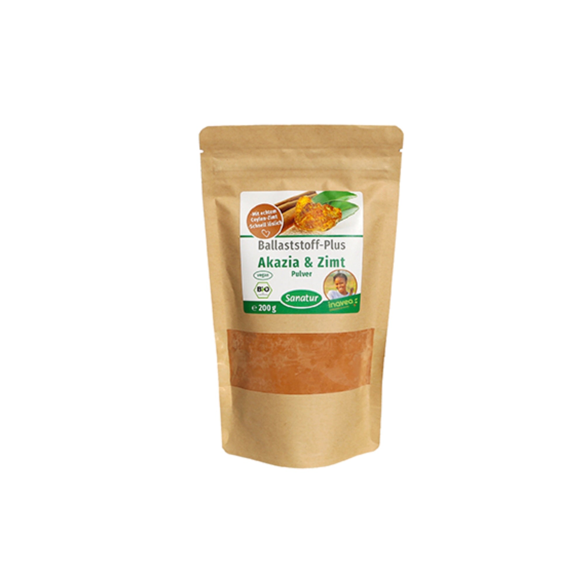 Acacia & Cinnamon organic. FIBER-PLUS, Sanatur, 200 g powder