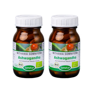 Ashwagandha ORGANIC, WITHANIA SOMNIFERA Sanatur 180 capsules (105 g) Set x2