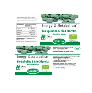 BioSpirulina & BioChlorella Sanatur Naturland approx. 750 tablets = 300 g Set x2