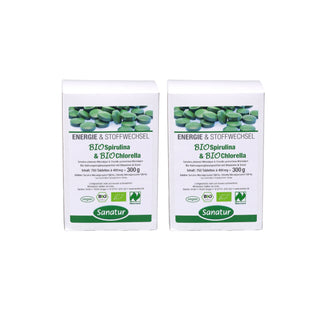 BioSpirulina & BioChlorella Sanatur Naturland approx. 750 tablets = 300 g Set x2