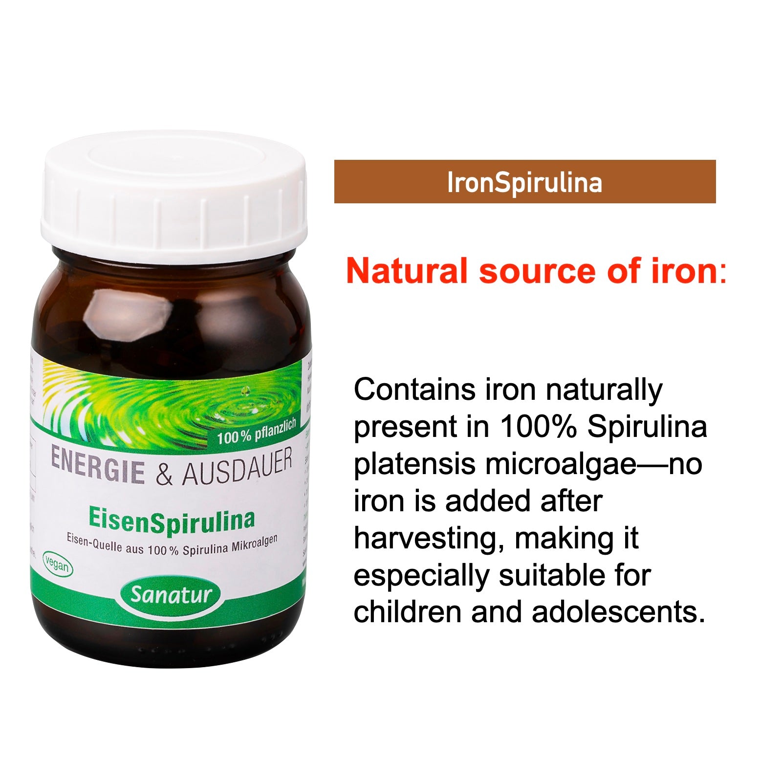 IronSpirulina ENERGY & ENDURANCE, Sanatur 250 tablets (100 g)