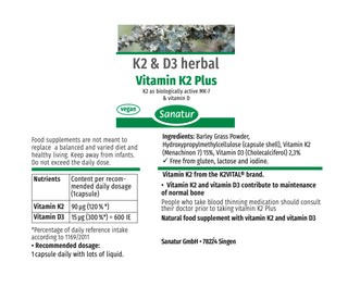 Vitamin K2 Plus 90 Sanatur capsules (27 g)