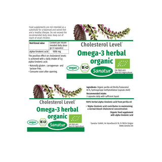 Omega-3 CHOLESTEROL LEVEL from plants BIO Sanatur 90 capsules (53 g) Set x2