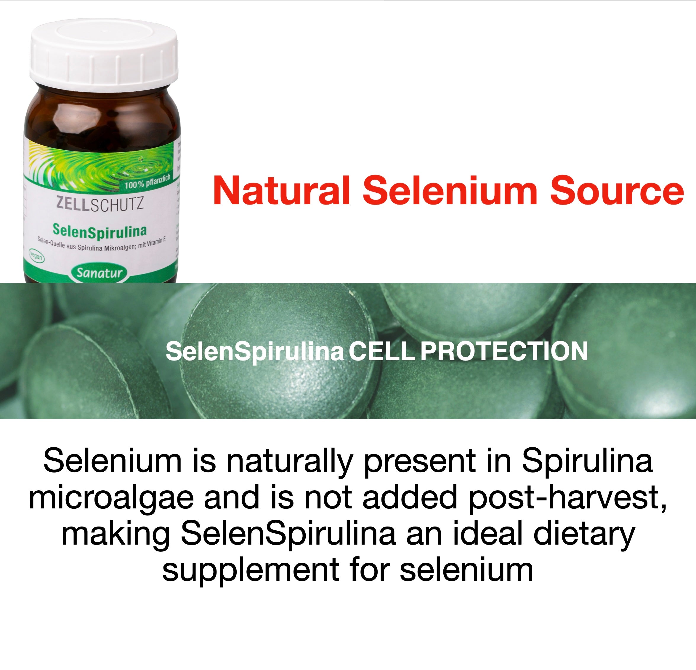 SelenSpirulina CELL PROTECTION, Sanatur, 250 tablets (100 g)