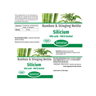 Silicium, STINGING NETTLE & BAMBOO- 100 % vegetable, Sanatur, 90 capsules (36 g)
