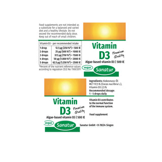 Vitamin D3 Oil 100% from  plants, IMMUNE SYSTEM, Sanatur, 30 ml