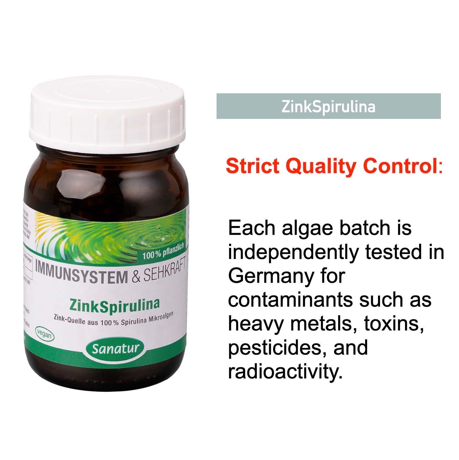 ZinkSpirulina, IMMUNE SYSTEM & VISION, Sanatur 250 tablets (100 g)