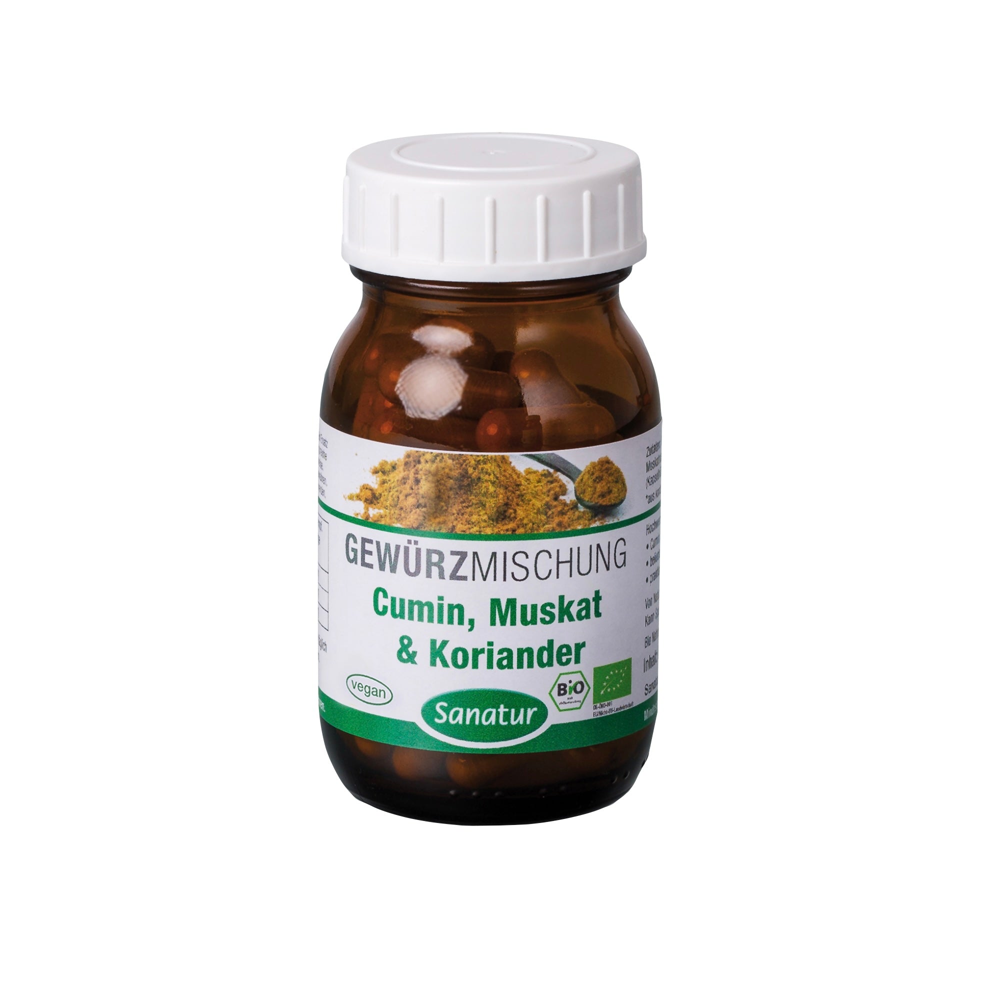 Cumin, Muskat & Koriander SPICE BLEND, Sanatur 90 capsules (37 g) ORGANIC