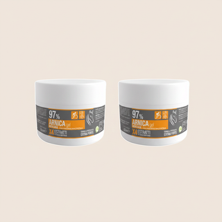 Two front-facing Arnica Gel 97% 250ml jars by Erboristeria Magentina