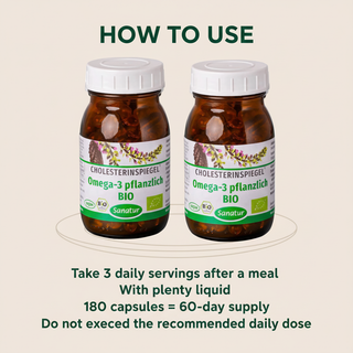 Sanatur Omega-3 from Plants product with usage information
