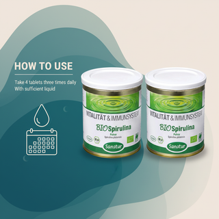 Sanatur BioSpirulina Naturland bundle with usage guidance