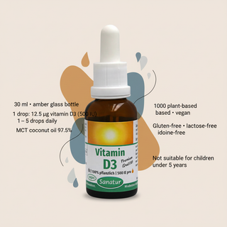 Sanatur Vitamin D3 Oil serving size, nutrient quantity and product information