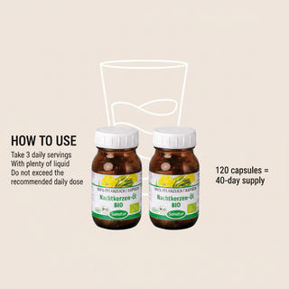 Sanatur Evening Primrose Oil product with usage information