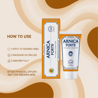 How to use Arnica Forte Ointment 50ml: apply to desired area, massage in circles, absorb fully, use after physical effort and not on broken skin
