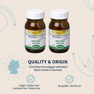 Sanatur DHA Plus pack with quality and origin information
