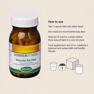 Sanatur Vitamin D3 Plus daily use and storage instructions