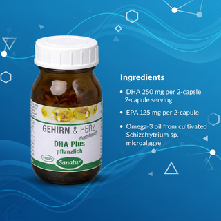 Sanatur DHA Plus plant-based omega-3 DHA and EPA ingredient information