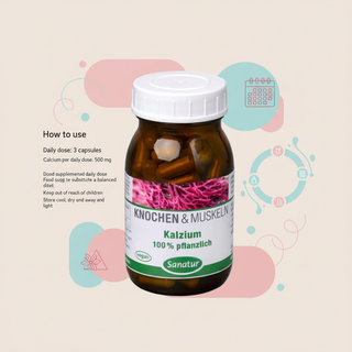 Sanatur Calcium daily dose and food supplement storage guidance