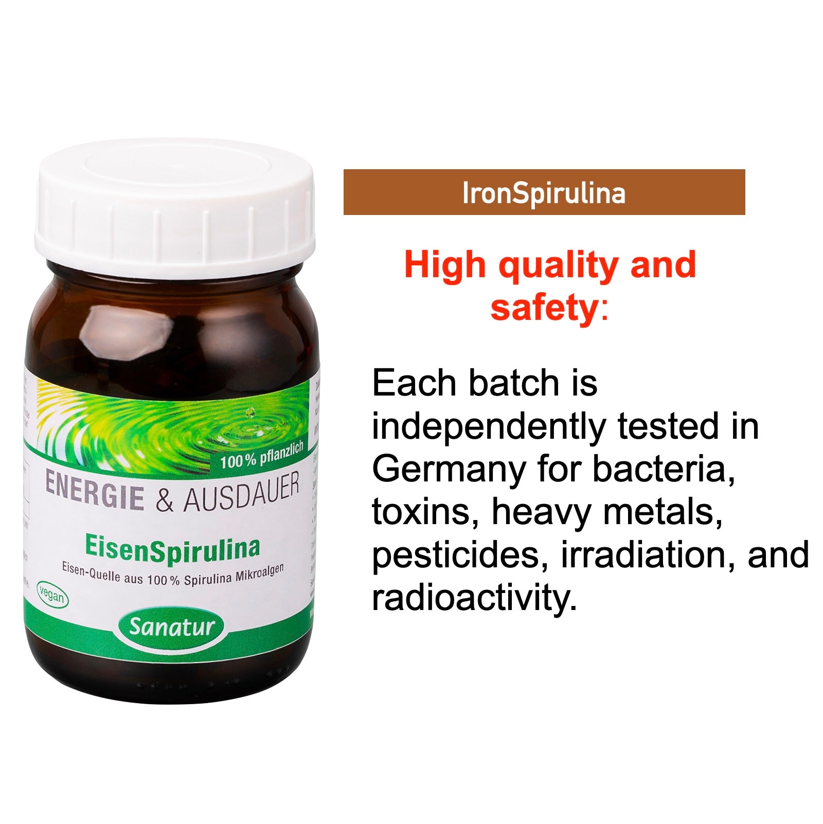 IronSpirulina ENERGY & ENDURANCE, Sanatur 250 tablets (100 g)