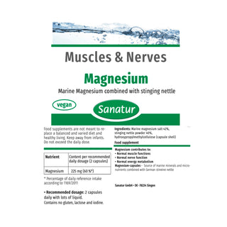 Magnesium, MUSCLES & NERVES,  capsules 180 capsules (99 g), Sanatur