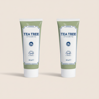 Two front-facing Tea Tree Cream 100ml tubes by Erboristeria Magentina