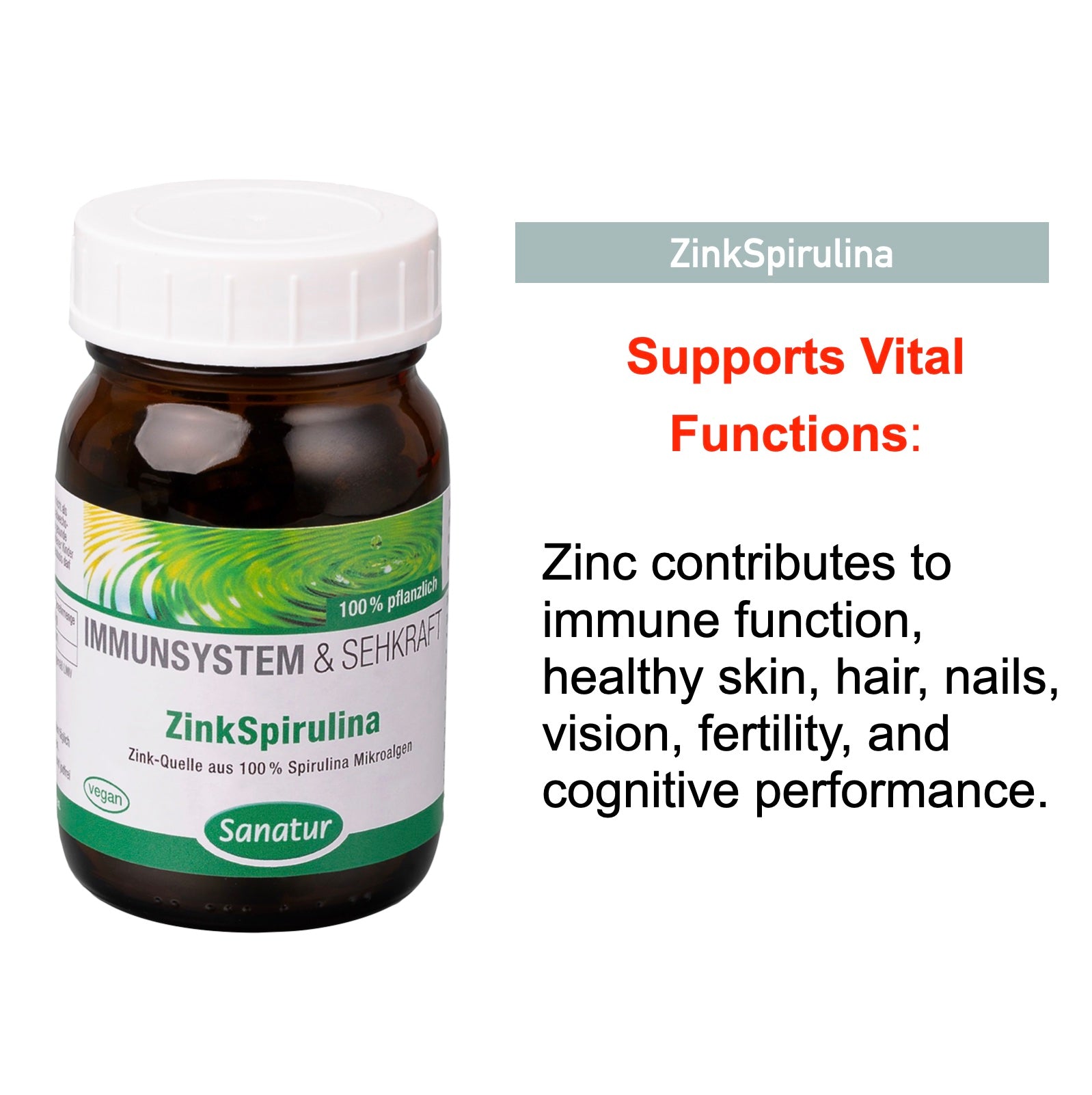 ZinkSpirulina, IMMUNE SYSTEM & VISION, Sanatur 250 tablets (100 g)